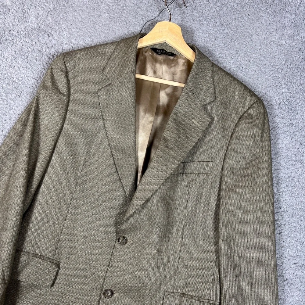 Jos A Bank Blazer Mens 40R Tan Herringbone Wool Blend Sport Coat Business Formal